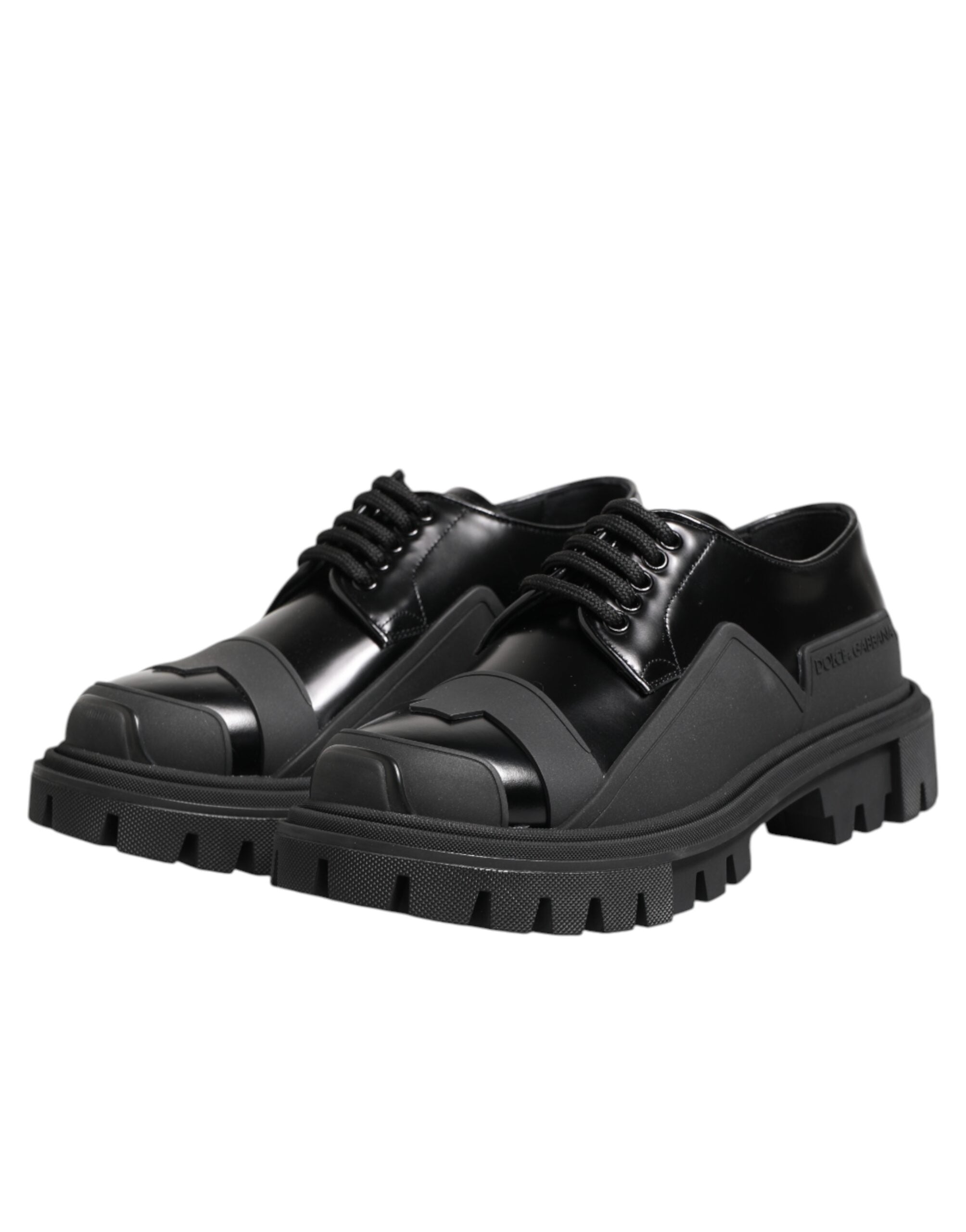 Dolce & Gabbana Dolce & Gabbana Black Patent Leather Trekking Derby Men's Shoes