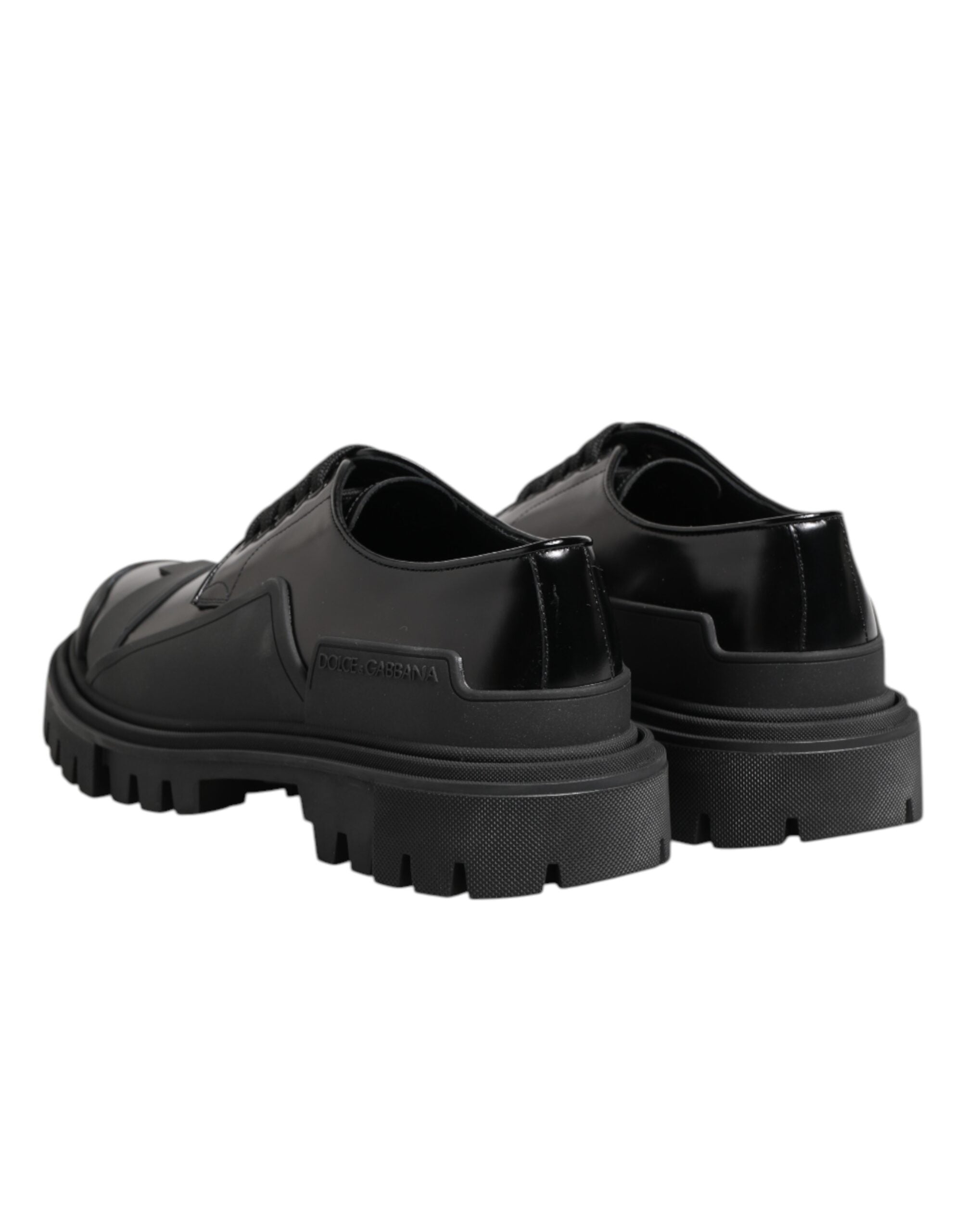 Dolce & Gabbana Dolce & Gabbana Black Patent Leather Trekking Derby Men's Shoes