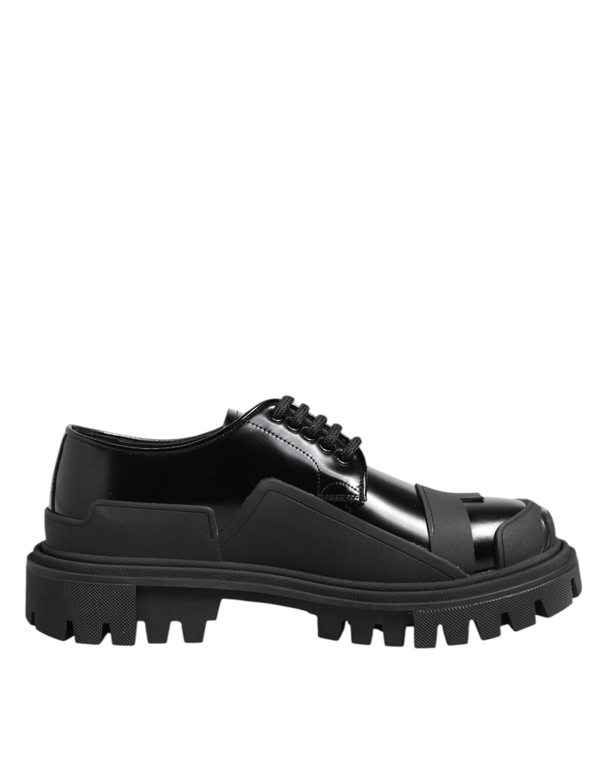 Dolce & Gabbana Dolce & Gabbana Black Patent Leather Trekking Derby Men's Shoes