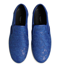 Dolce & Gabbana Blue Leather Lace Slip On Sneaker Men's Shoes