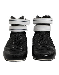 Dolce & Gabbana Black Quilted Leather Lace Up Sneakers Men's Shoes