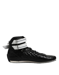 Dolce & Gabbana Black Quilted Leather Lace Up Sneakers Men's Shoes