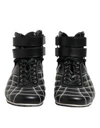 Dolce & Gabbana Black Quilted Leather Lace Up Sneakers Men's Shoes