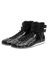 Dolce & Gabbana Black Quilted Leather Lace Up Sneakers Men's Shoes