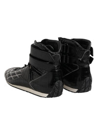 Dolce & Gabbana Black Quilted Leather Lace Up Sneakers Men's Shoes