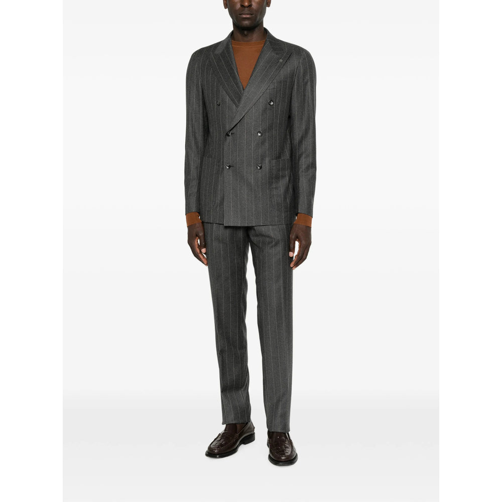 Tagliatore Grey Suits - Double Breasted Suits Men