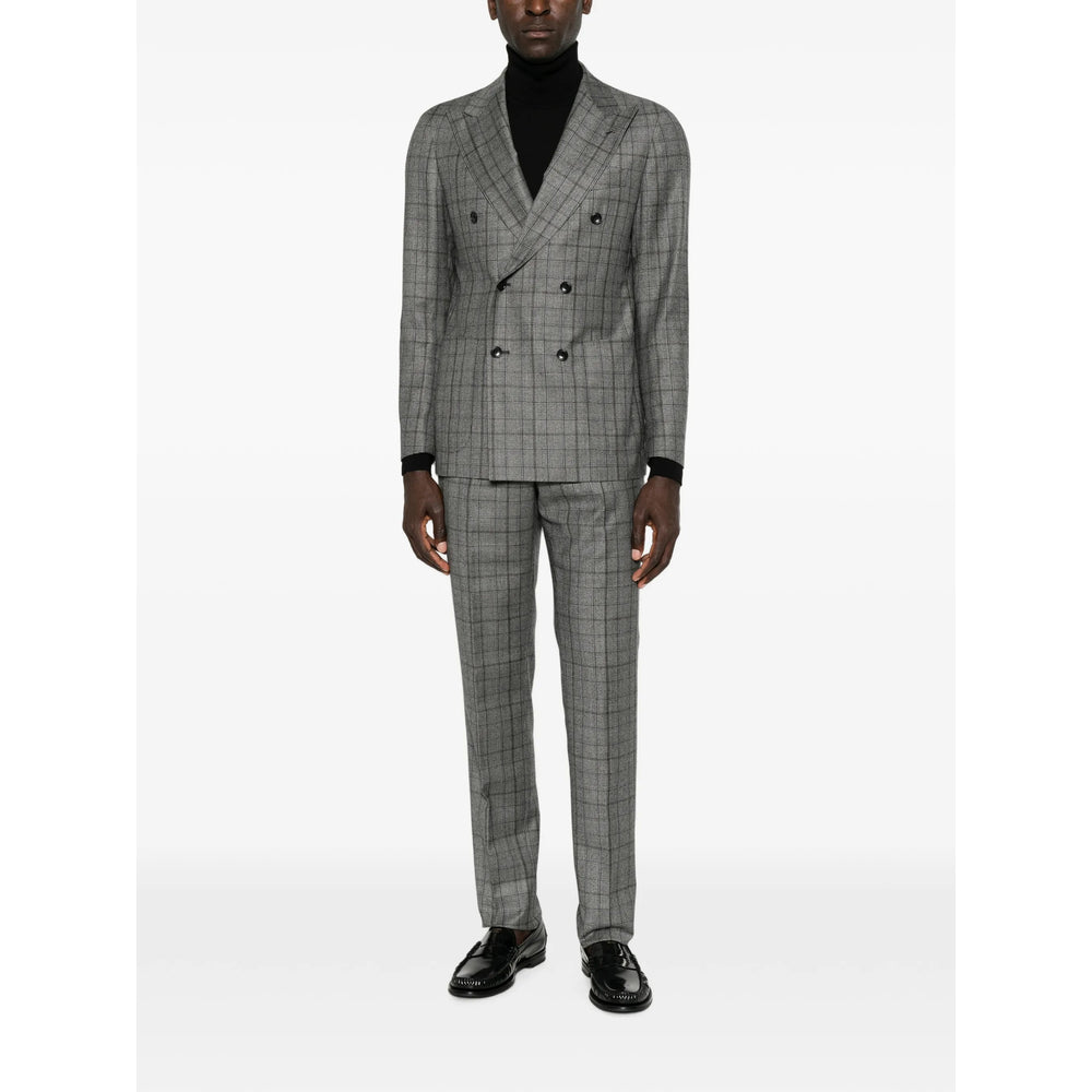 Tagliatore Grey Suits - Double Breasted Suits Men