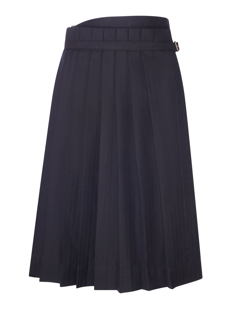 Dries Van Noten Dries Van Noten Women Navy Blue Pleated Midi Skirt
