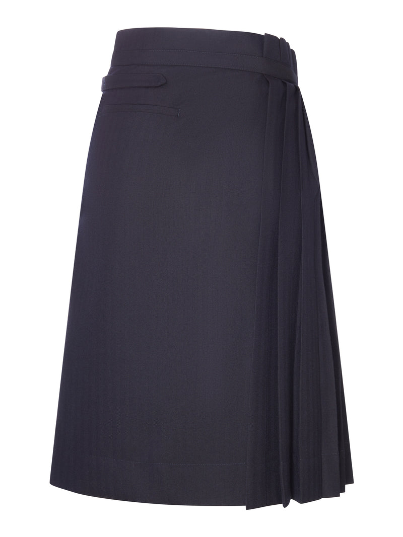Dries Van Noten Dries Van Noten Women Navy Blue Pleated Midi Skirt