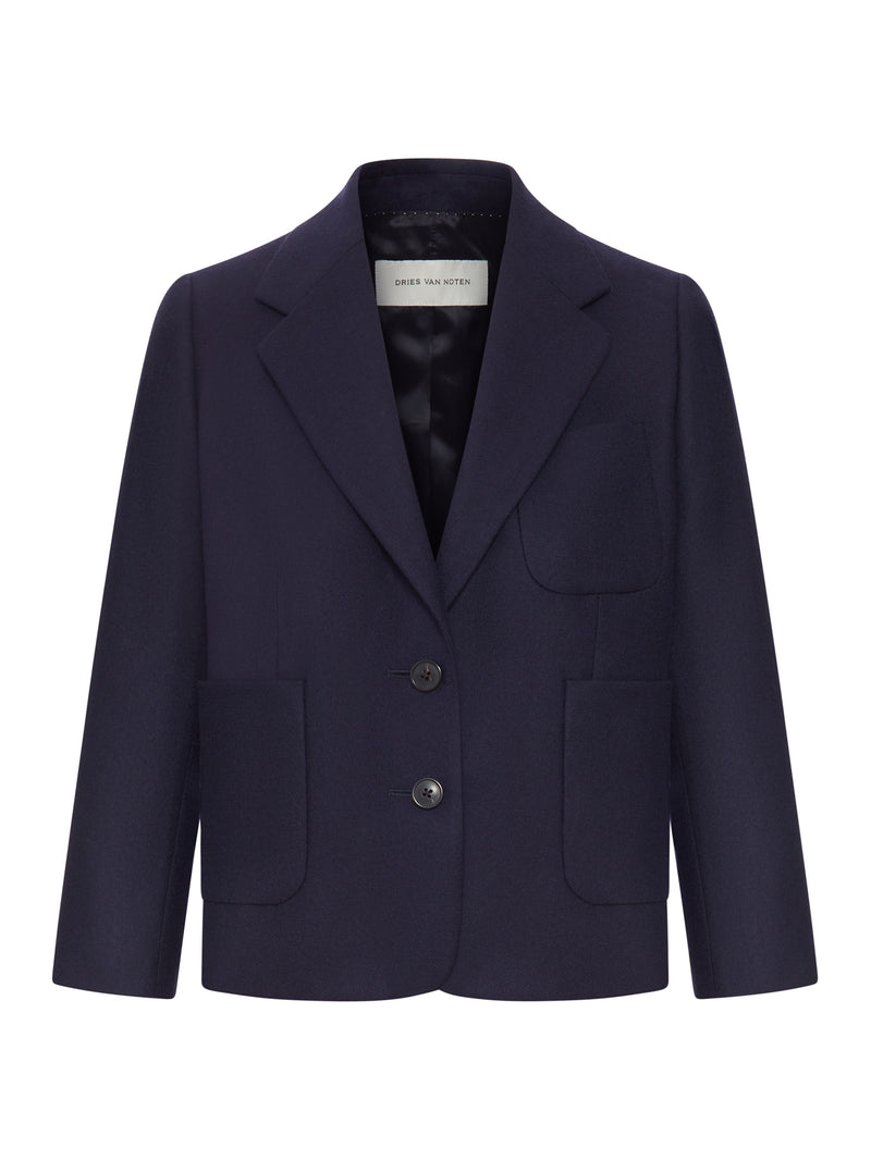 Dries Van Noten Women Navy Blue Single-Breasted Blazer