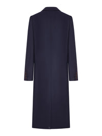 Dries Van Noten Women Navy Blue Double-Breasted Long Coat