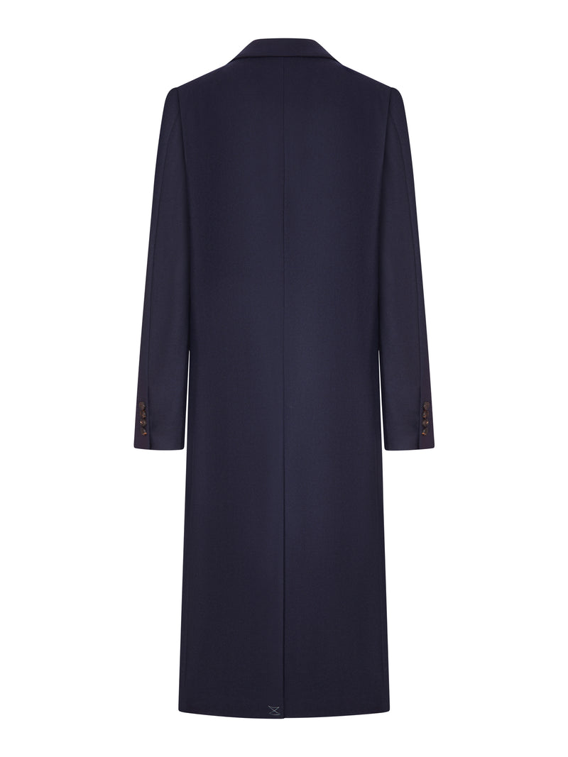 Dries Van Noten Women Navy Blue Double-Breasted Long Coat
