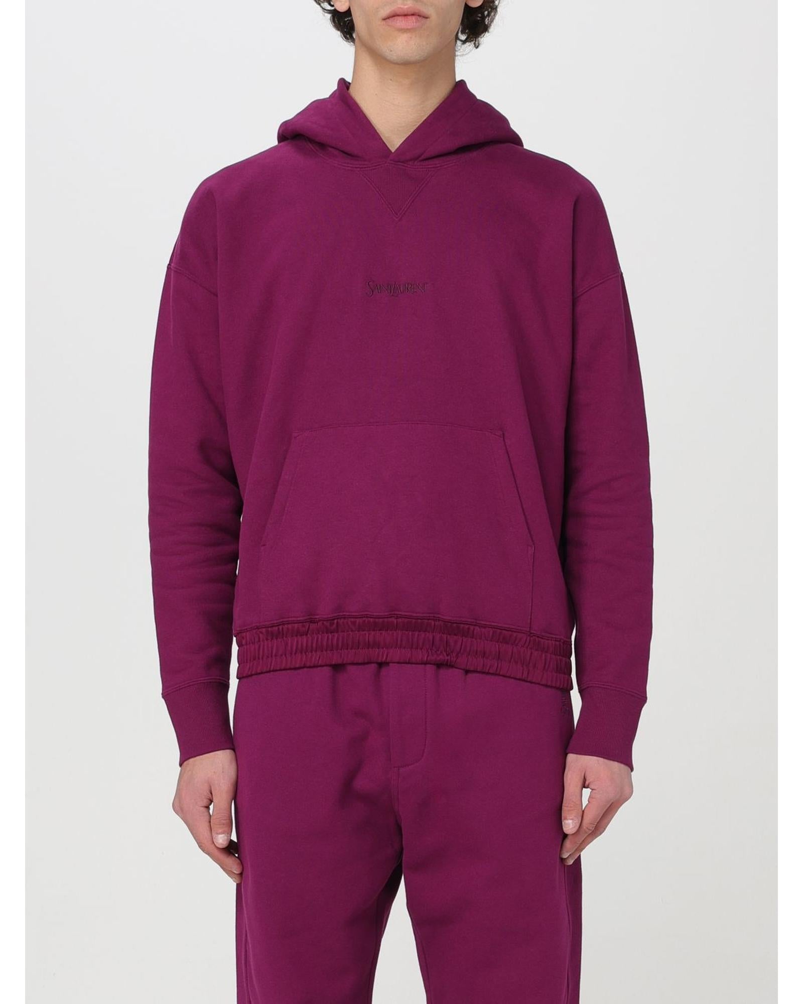 Saint Laurent Relaxed Fit Hoodie Men Fuchsia Sweatshirts & Hoodies