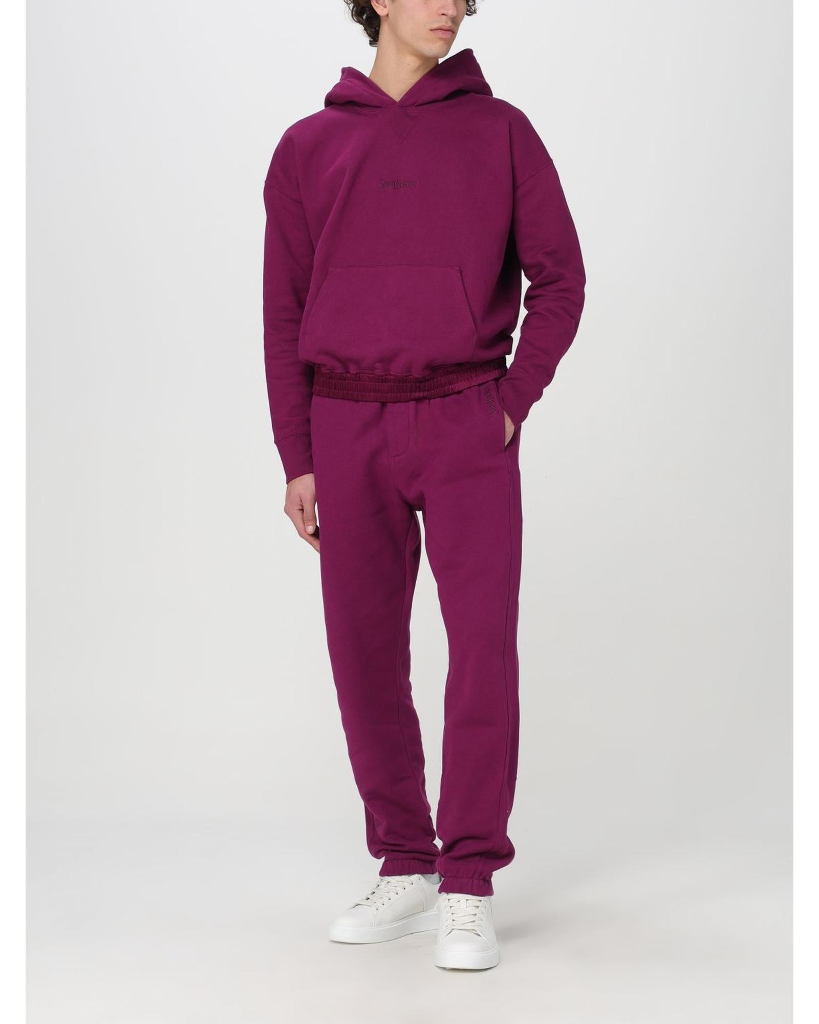 Saint Laurent Relaxed Fit Hoodie Men Fuchsia Sweatshirts & Hoodies