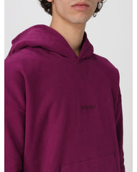 Saint Laurent Relaxed Fit Hoodie Men Fuchsia Sweatshirts & Hoodies