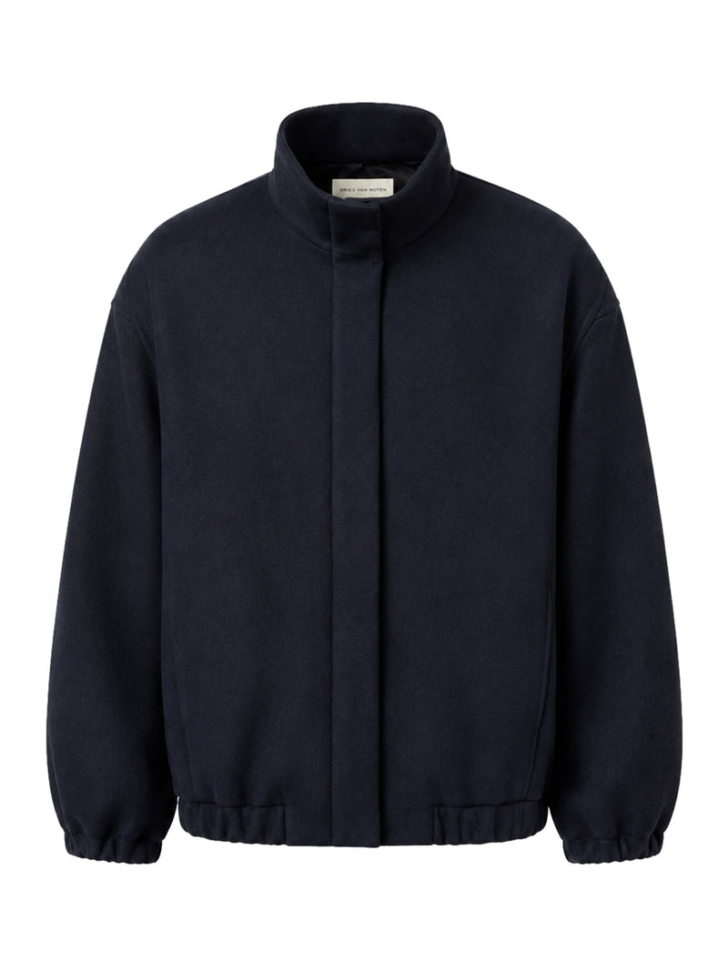 Dries Van Noten Women Wool-Blend Bomber Jacket With High Collar