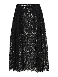 Fendi Women Black Macrame Lace Skirt