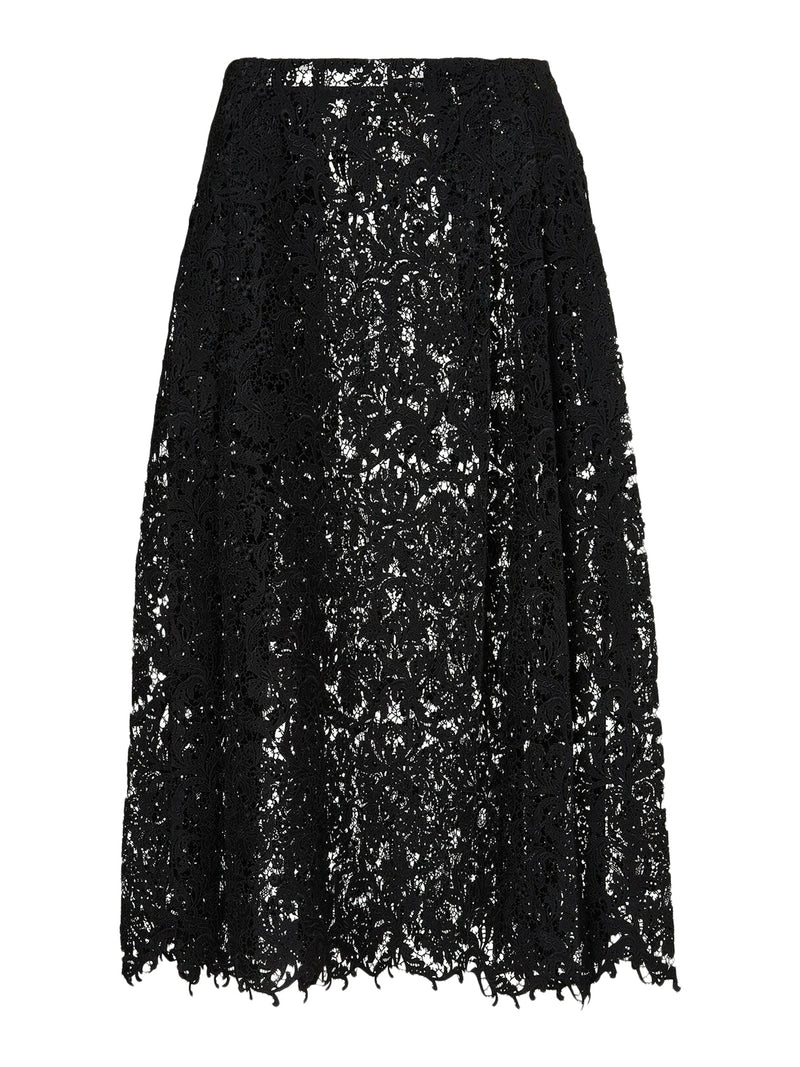 Fendi Women Black Macrame Lace Skirt