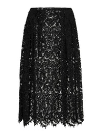Fendi Women Black Macrame Lace Skirt