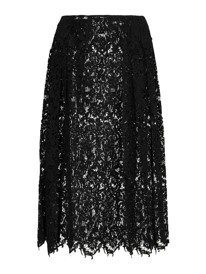 Fendi Women Black Macrame Lace Skirt