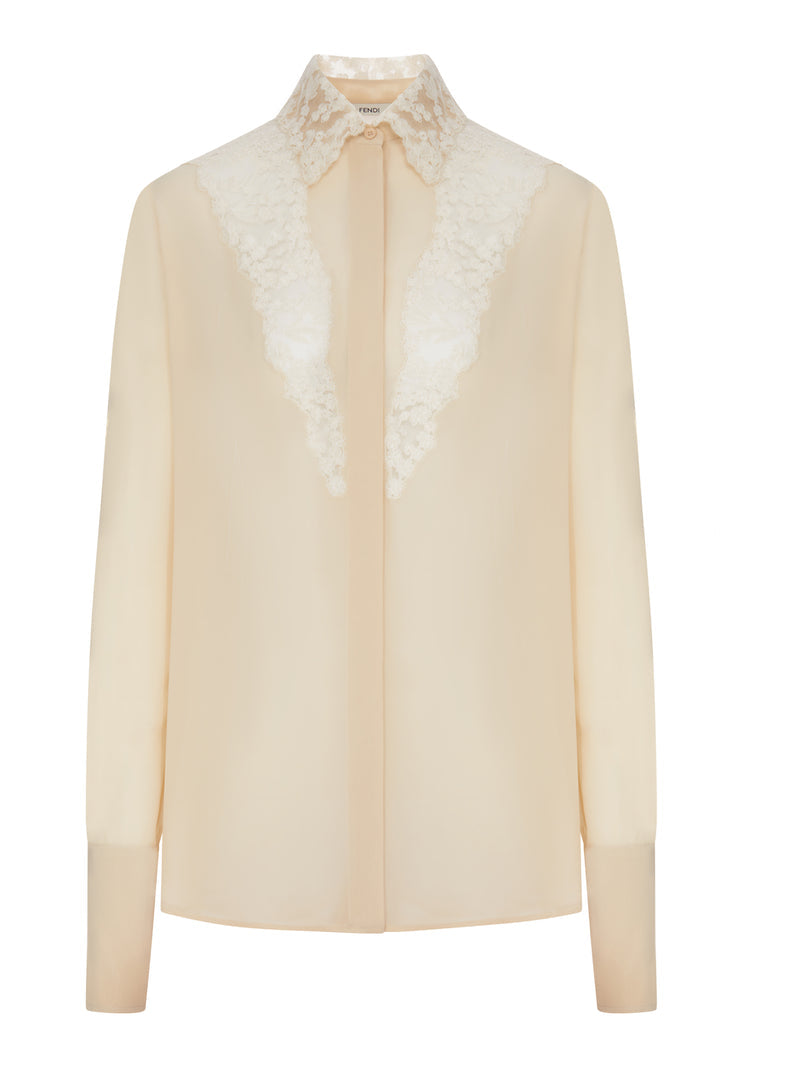 Fendi Fendi Women Georgette Shirt With Lace Inserts