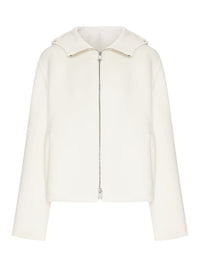 Fendi Women Ff Zip-Up Hooded Blouson In Wool Blend