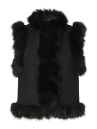 Fendi Women Wool Vest With Fox Fur Inserts
