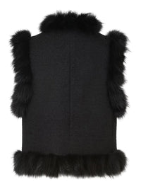 Fendi Women Wool Vest With Fox Fur Inserts