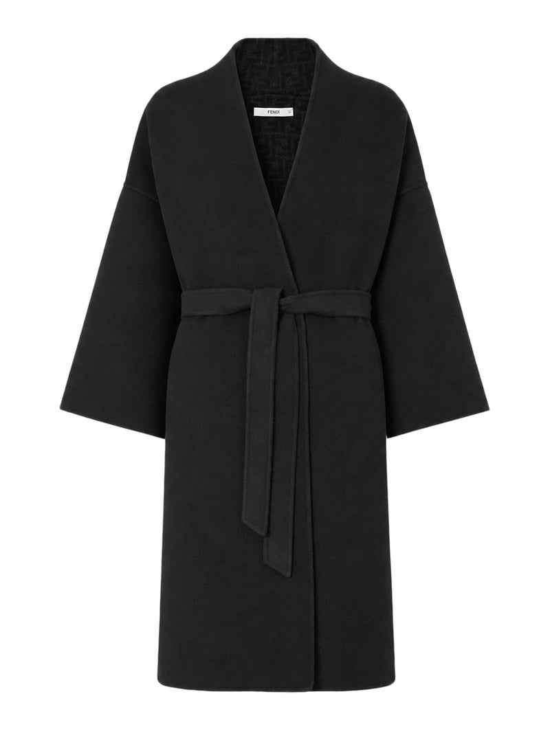 Fendi Women Ff Wool Coat With Waist Belt
