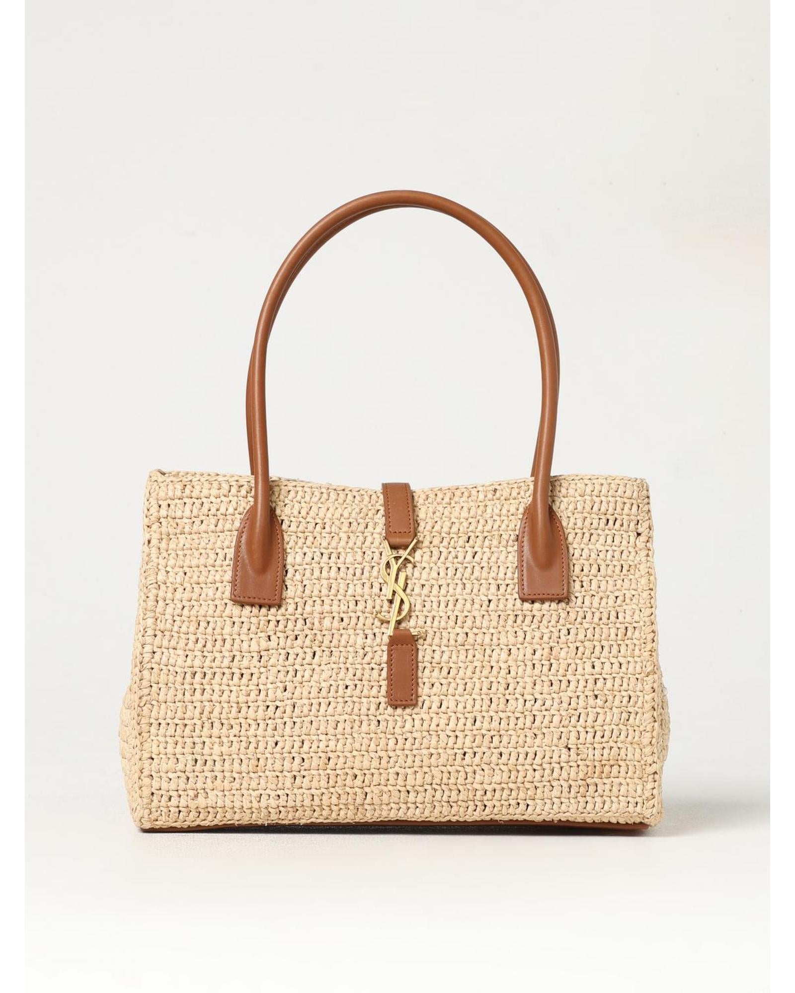 Saint Laurent Woven Straw Tote Bag Women Natural Shoulder Bags ONE SIZE Natural