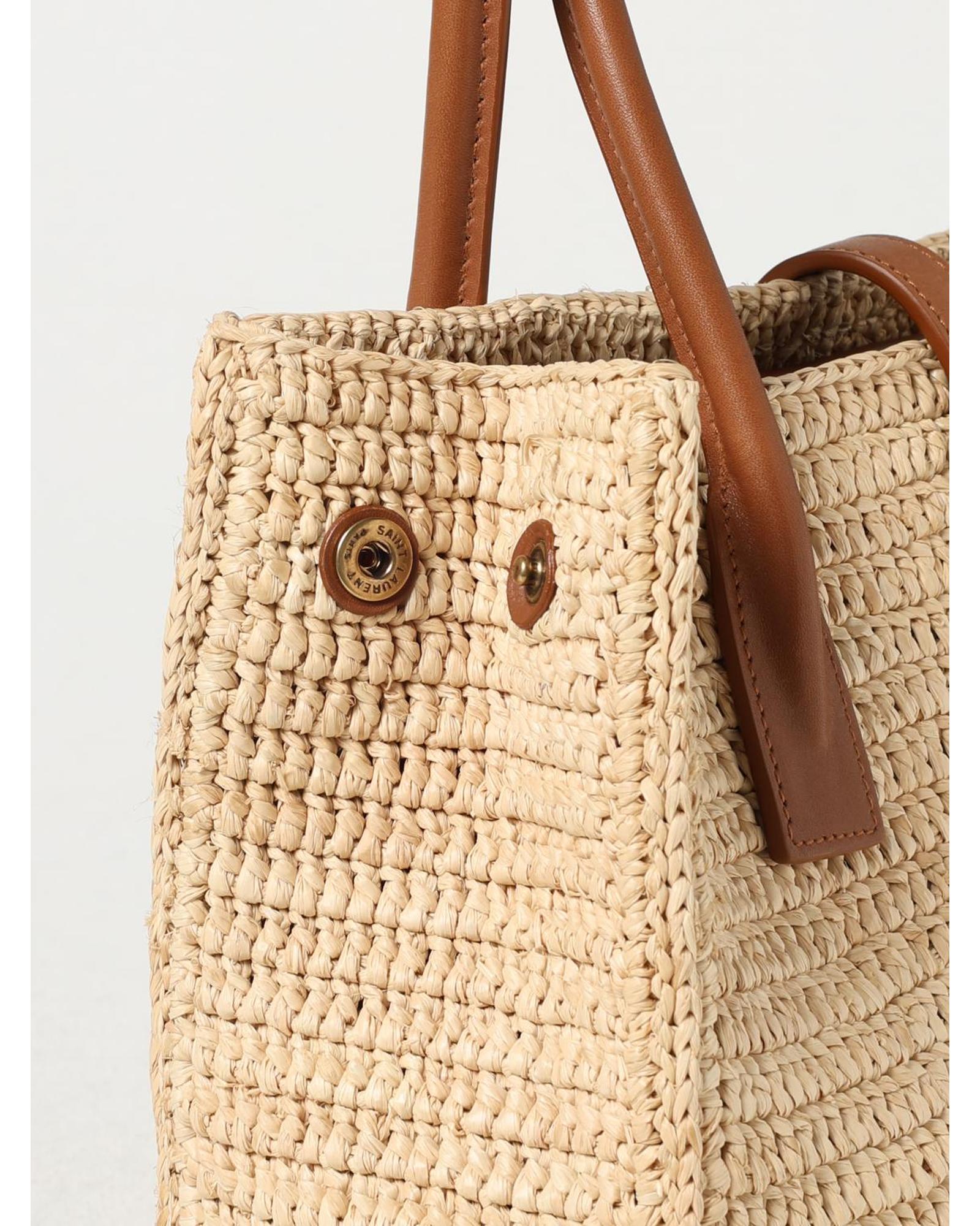 Saint Laurent Woven Straw Tote Bag Women Natural Shoulder Bags