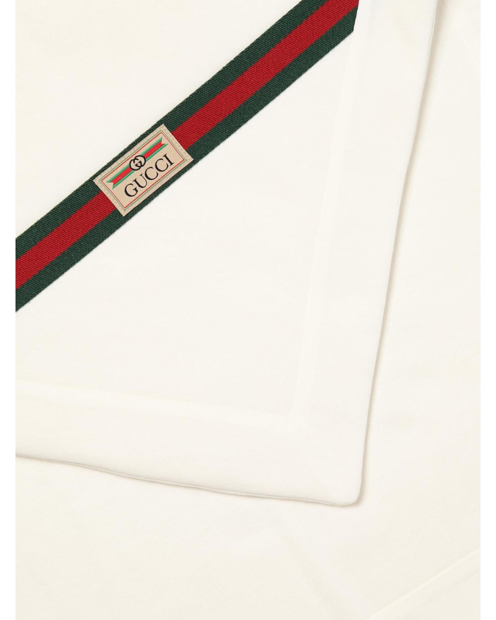 Gucci Cotton Baby Blanket with Stripe Kids Ivory