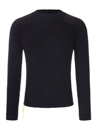 Fendi Fendi Men Black Ribbed Sweater With Shoulder Details