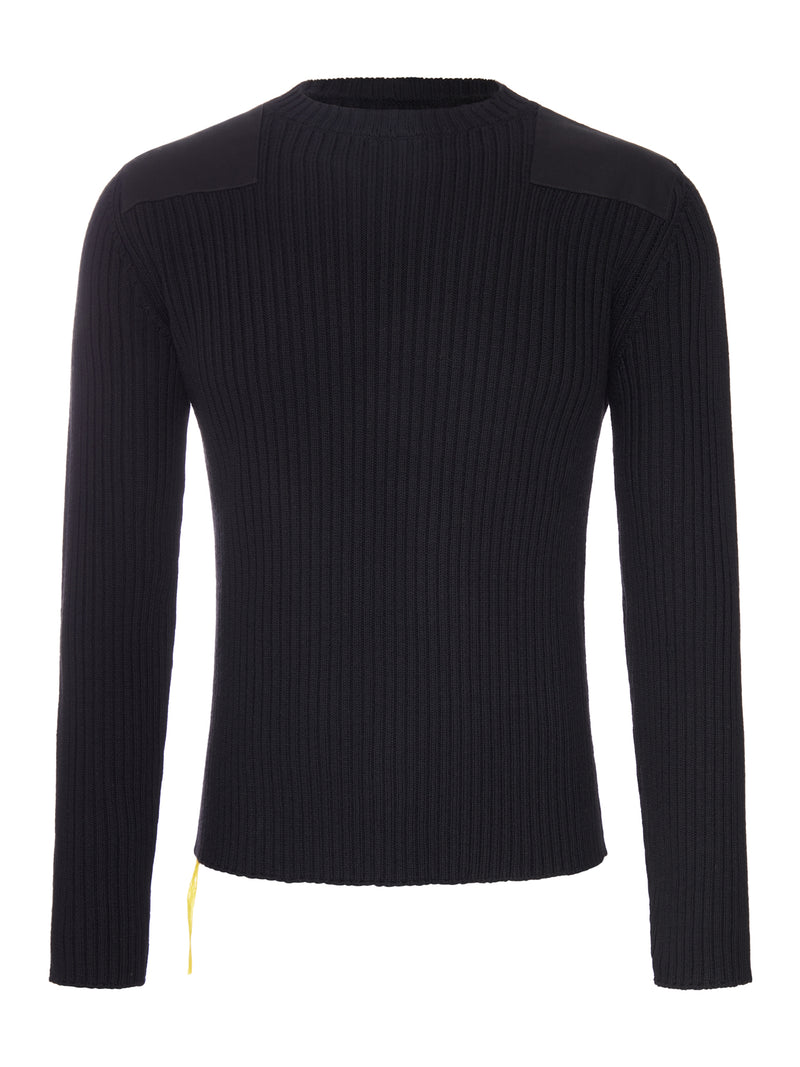 Fendi Fendi Men Black Ribbed Sweater With Shoulder Details