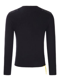Fendi Fendi Men Black Ribbed Sweater With Shoulder Details
