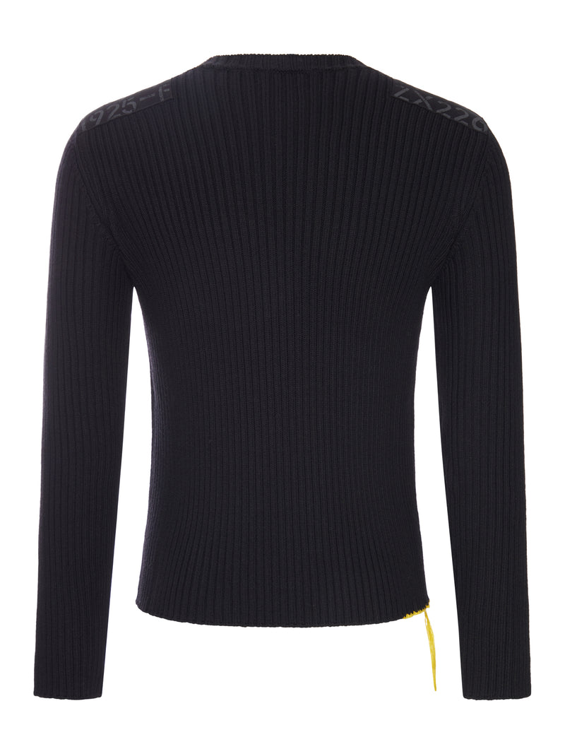 Fendi Fendi Men Black Ribbed Sweater With Shoulder Details