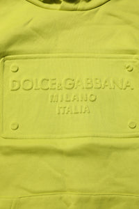 Dolce & Gabbana Green Cotton Hooded Logo Sweatshirt Men's Sweater
