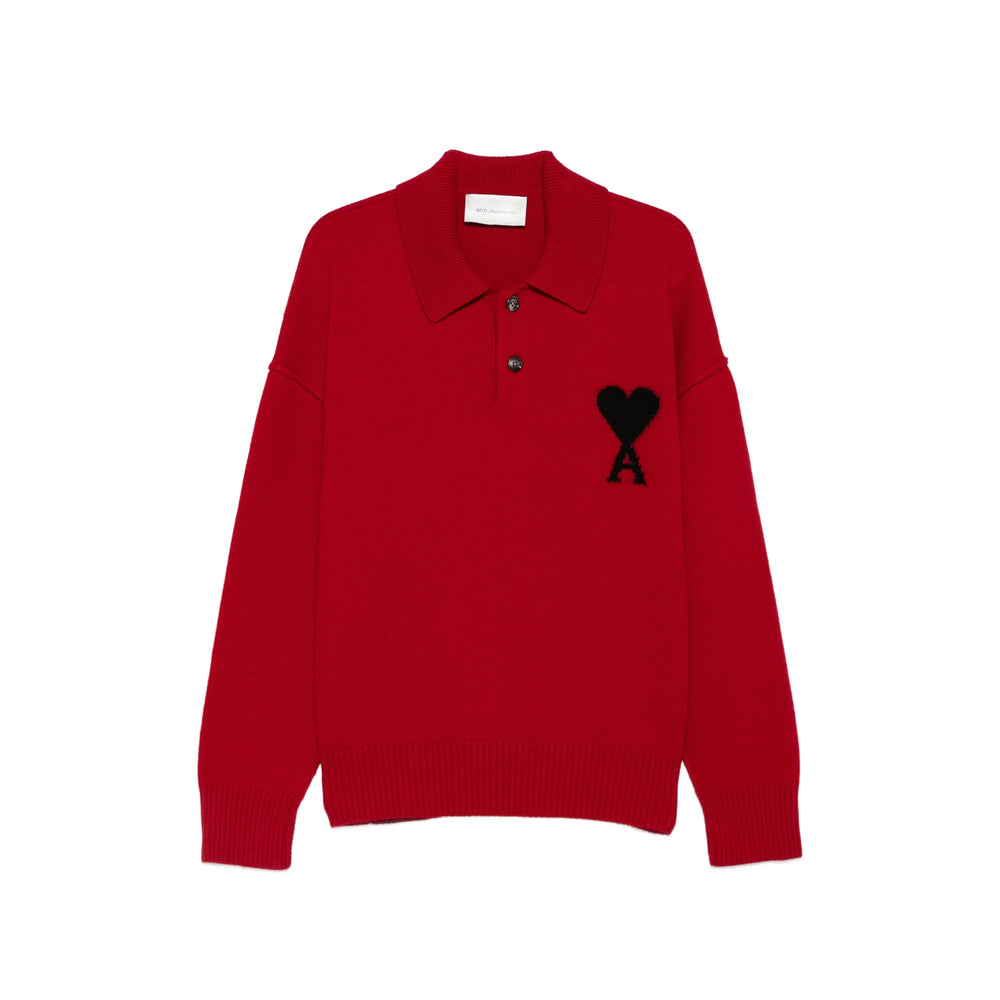 Ami Paris Red Polo Shirts Men
