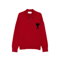 Ami Paris Red Polo Shirts Men