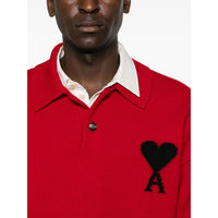 Ami Paris Red Polo Shirts Men