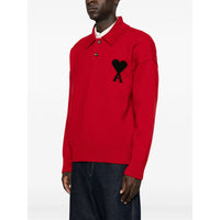 Ami Paris Red Polo Shirts Men