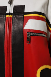 Dolce & Gabbana Dolce & Gabbana Multicolor Leather Biker Full Zip Coat Women's Jacket