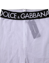 Dolce & Gabbana Gray Nylon DG Logo Mid Waisted Leggings Women's Pants