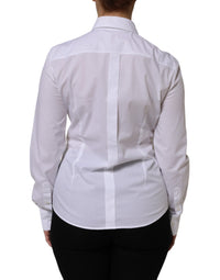 Dolce & Gabbana White Cotton Long Sleeves Collared Top Women's Shirt