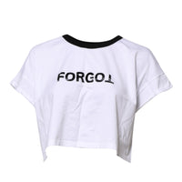 Dolce & Gabbana White Graphic Print Crew Neck Cropped Women's T-shirt