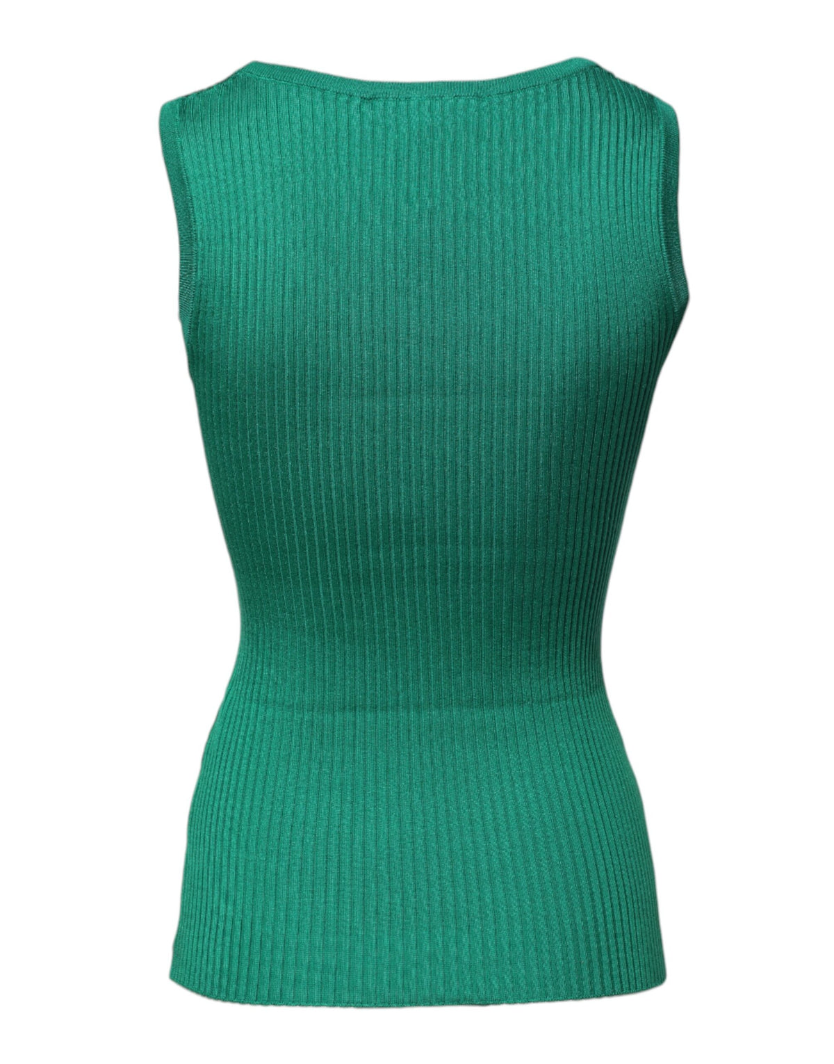 Dolce & Gabbana Green Silk Sleeveless Round Neck Tank Women's Top