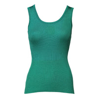 Dolce & Gabbana Green Silk Sleeveless Round Neck Tank Women's Top