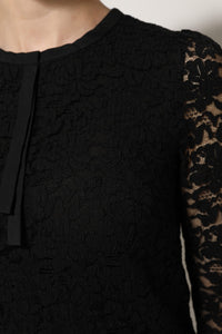 Dolce & Gabbana Black Nylon Lace Long Sleeve Blouse Women's Top
