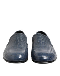 Dolce & Gabbana Blue Exotic Leather Slip On Loafers Men Dress Men's Shoes