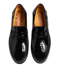 Dolce & Gabbana Black Leather Slip On Loafers Dress Men's Shoes